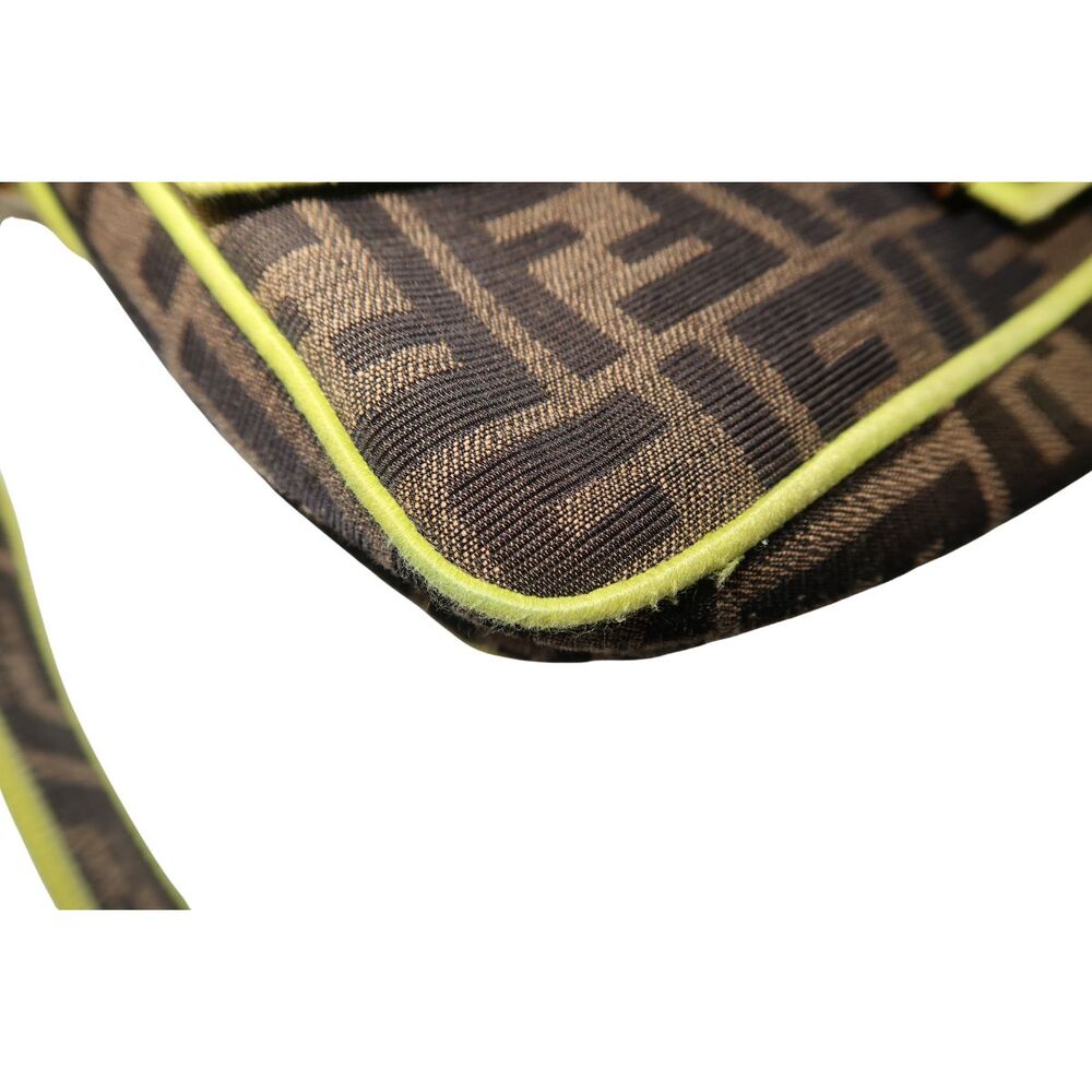 Fendi Zucca Embroidered Canvas Baguette Medium Shoulder Bag Brown Neon Women's - Picture 13 of 16